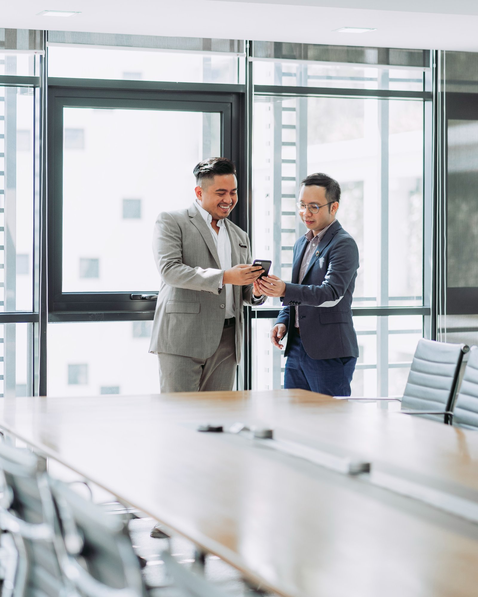 Business deal — exchanging a mobile device