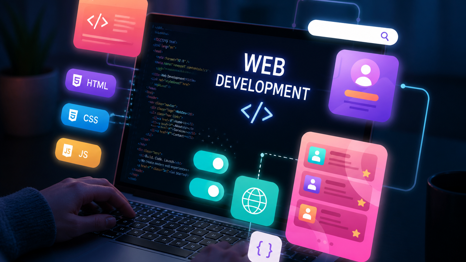 Web development on a laptop
